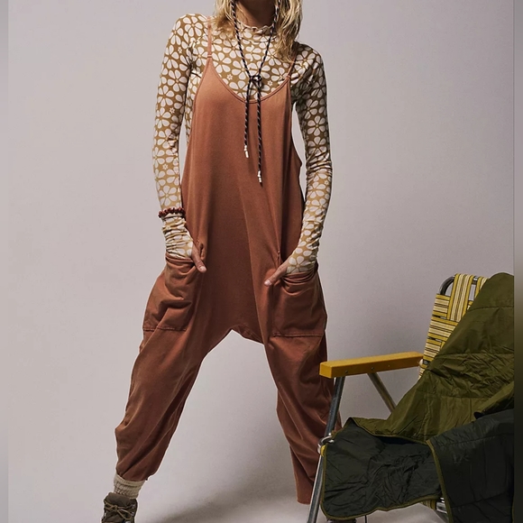 OFFER New Free People FP Movement Hot Shot Onesie XS Jumpsuit Red Earth Romper - Picture 8 of 15